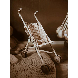 Прогулочная коляска для кукол Mrs. Ertha "Soft Squares", кремовая клетка виши